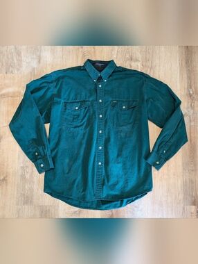 Vintage Gant Teal Mens Brushed Cotton Button Down Large